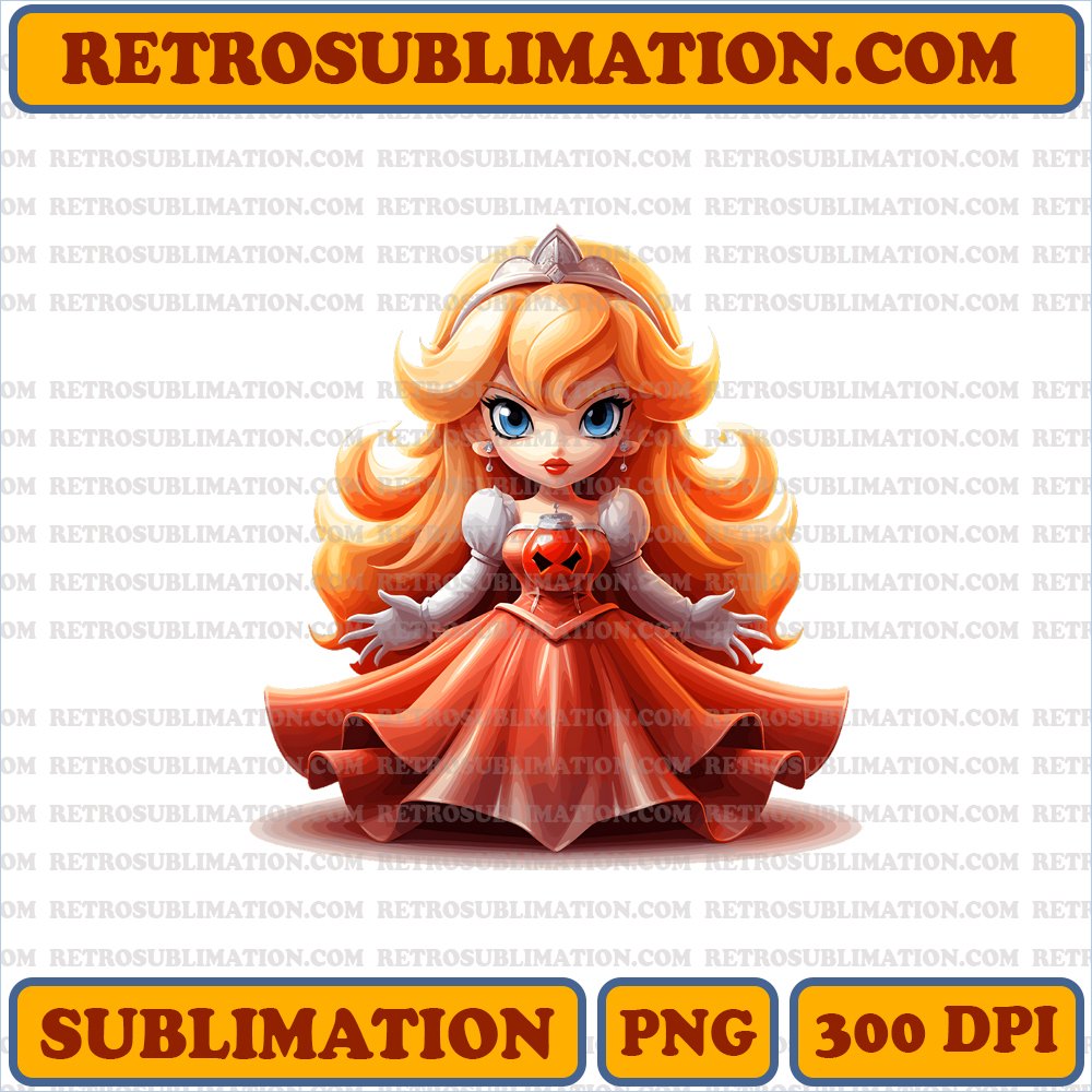 Halloween Princess Peach PNG Digital Download - Ghostly Transformation | Sublimation
