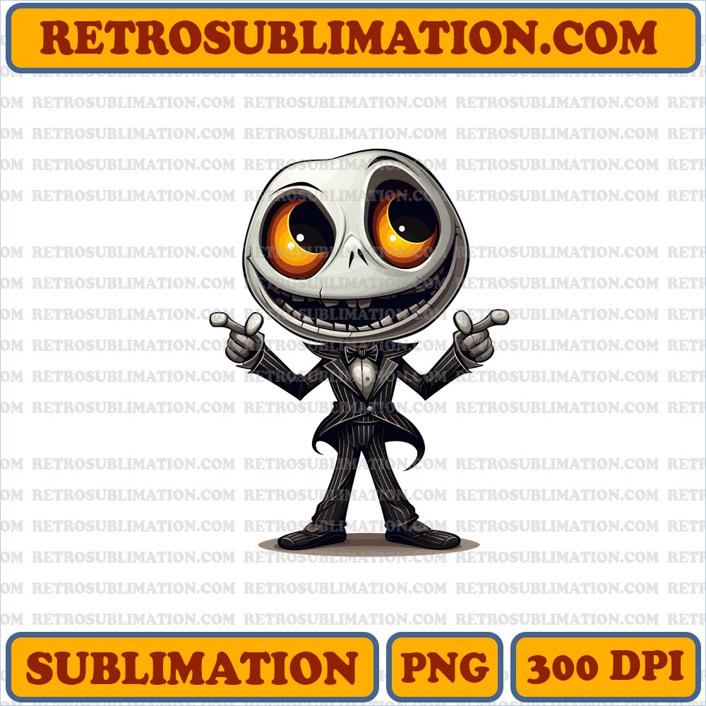 Digital Download - Mischievous Grin Jack Skellington PNG - Halloween Sublimation
