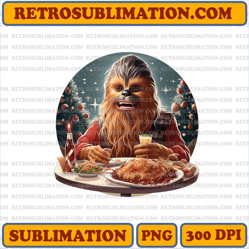 Feasting Chewbacca - Star Wars - Raw Cartoon PNG Sublimation Download
