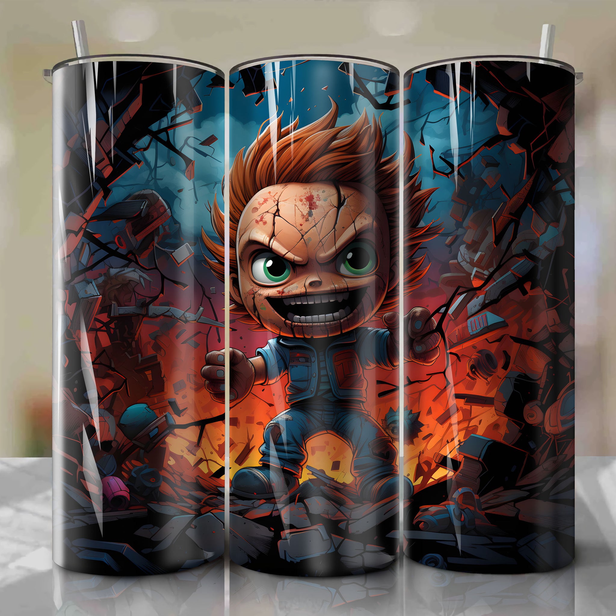 Creepy Chucky Breaks Free in Vibrant 3D Illustration | Halloween Toy Factory
