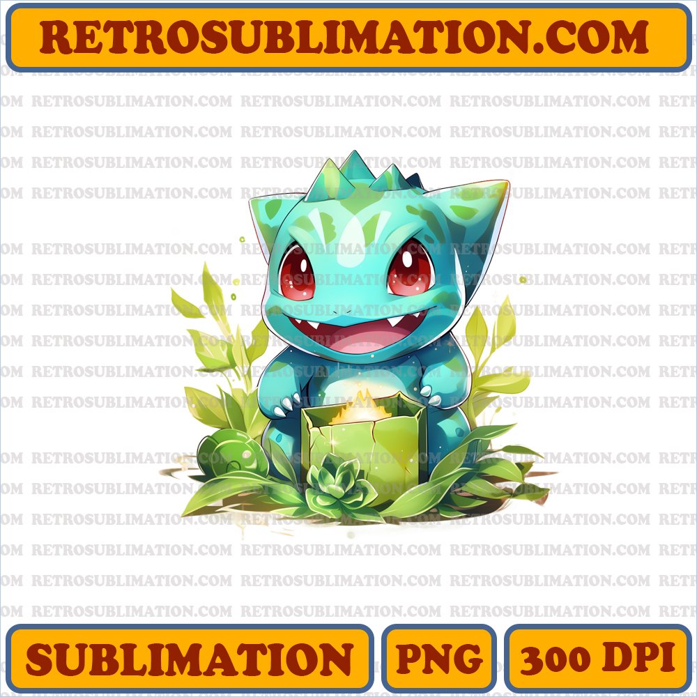 Bulbasaur Gift Surprise - Cartoon Sublimation PNG Digital Download
