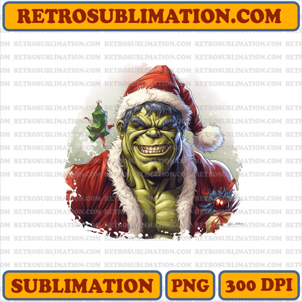 Christmas Hulk - Marvel Festive Stomping - High-Contrast PNG Sublimation Download
