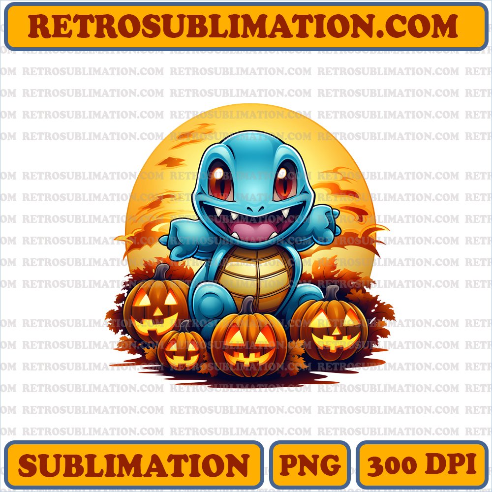 Cheerful Squirtle Sliding Down Haunted Hill PNG Digital Download
