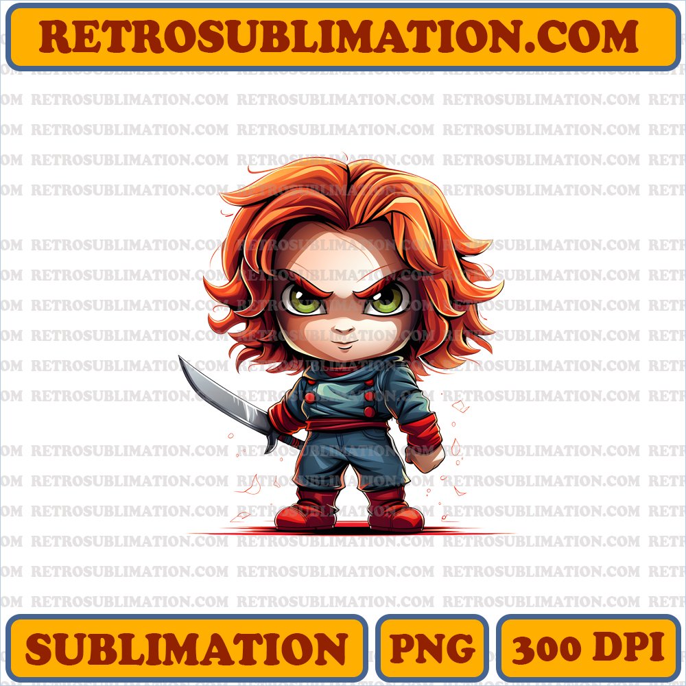 Playful Chucky - Mischievous Smirk - Sharp Knife | Digital PNG Download
