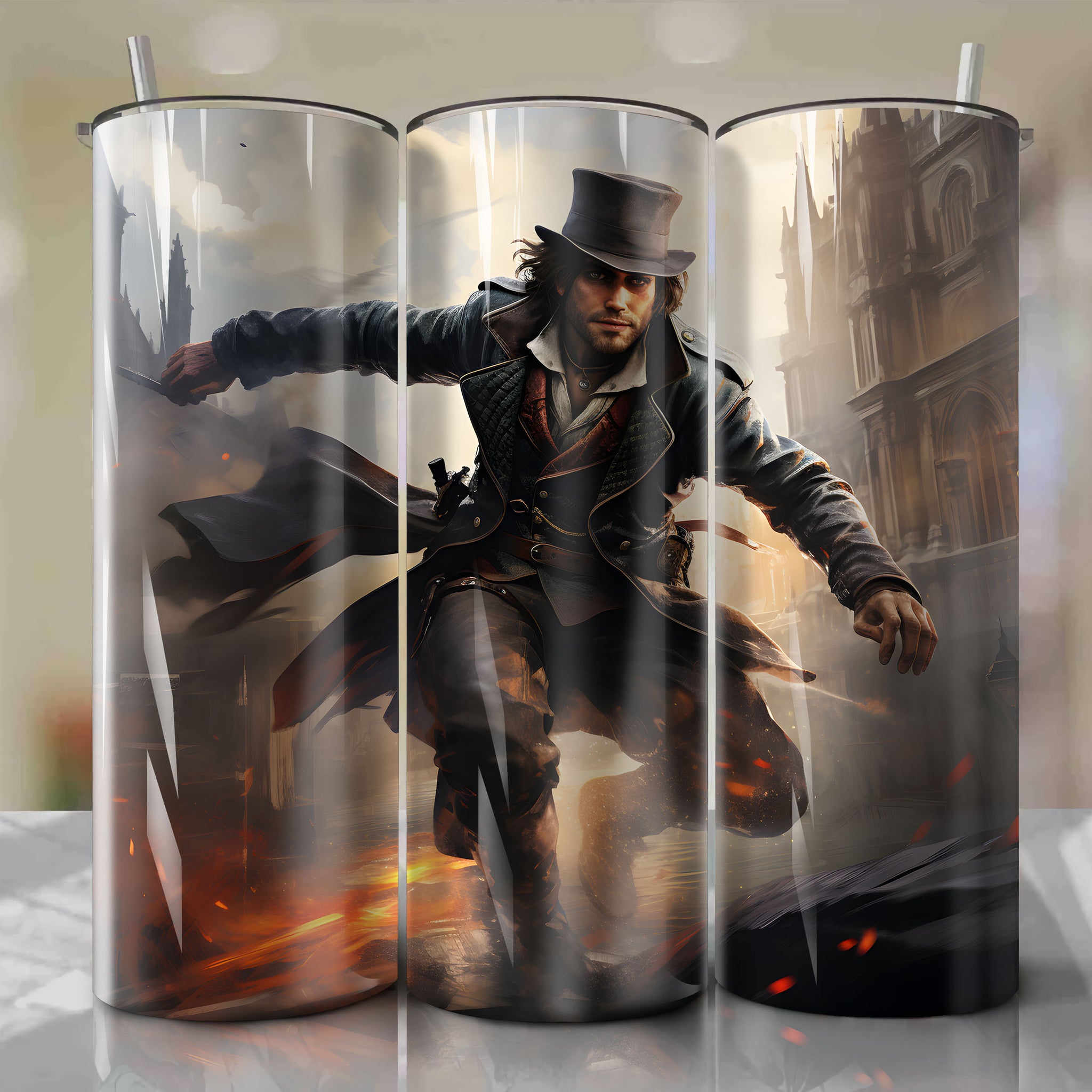 Dashing Assassin Arno Dorian in Mesmerizing Digital Art - Assassin's Creed 20 Oz Tumbler Wrap
