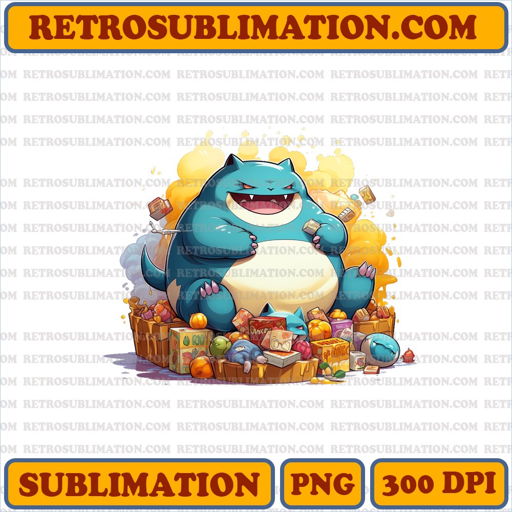 Snorlax Gift Box Surprise - Relaxation Yawn - High-Contrast PNG Sublimation
