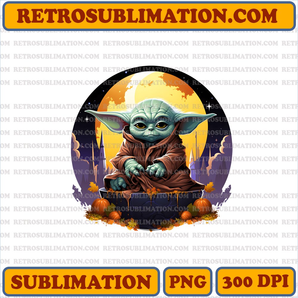 Adorable Baby Yoda Halloween Digital Download - Sublimation PNG - Limited Edition Space Wizard's Show - Bootleg Style - Unique & Creative Design
