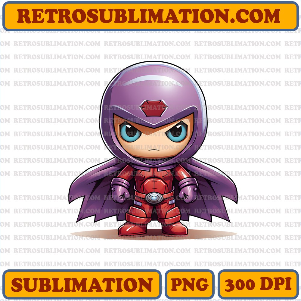 Cute Chibi Magneto Showing Off Mini Magnetic Powers | Sublimation PNG Design
