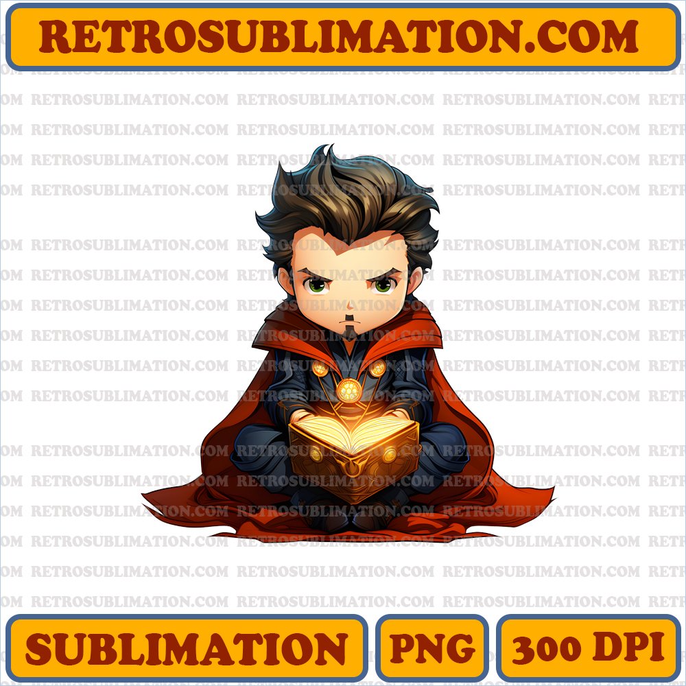 Chibi Doctor Strange - Tiny Eye of Agamotto - Digital PNG Sublimation Download
