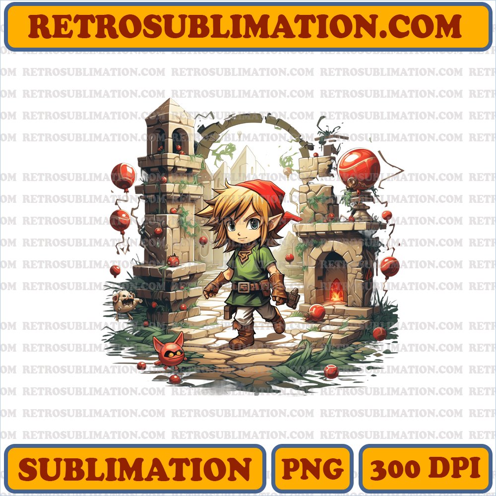 Christmas Link - Festive Dungeon Exploration - Cartoon PNG Digital Download
