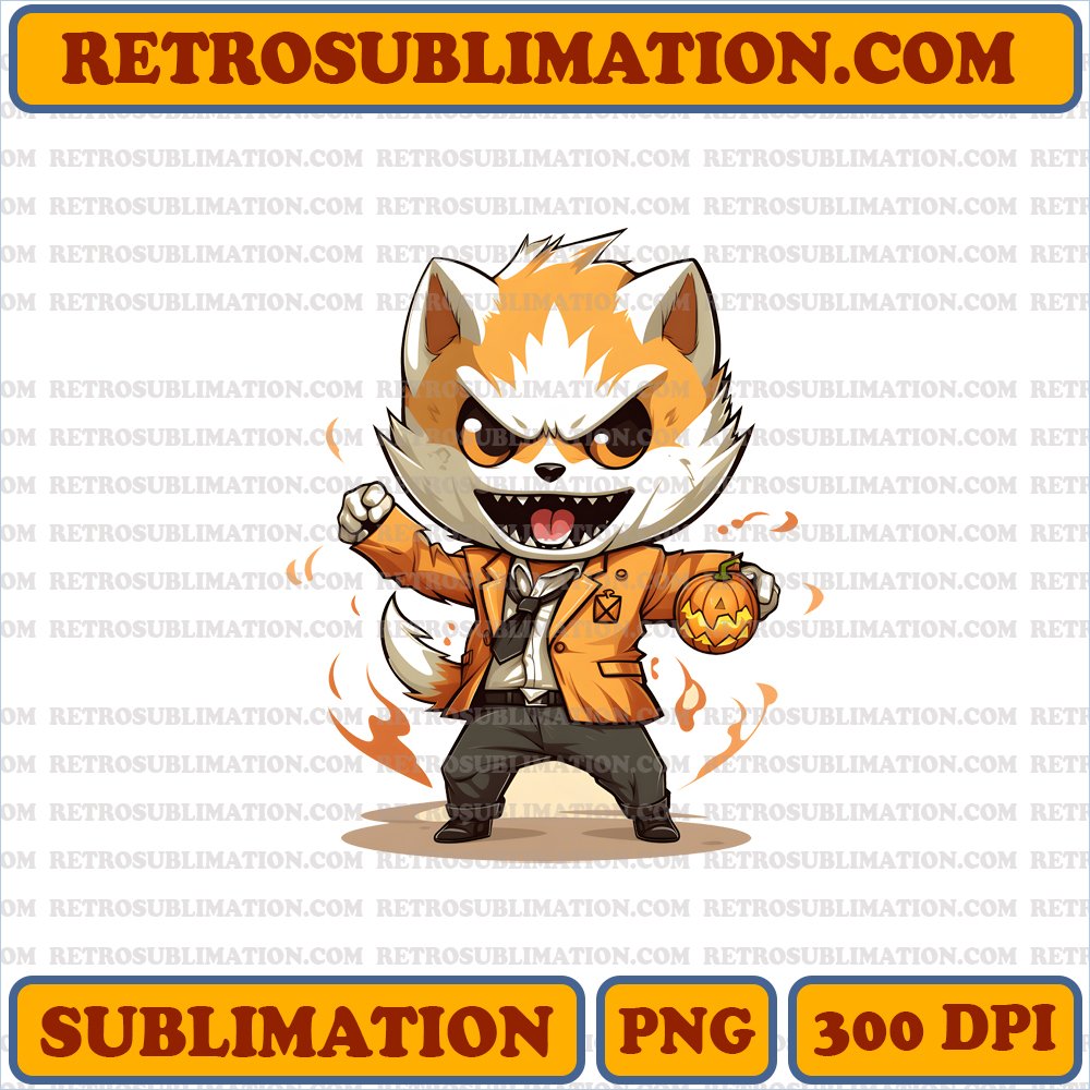 Fierce Aggretsuko Smashing Jack-o'-Lantern - Unique Halloween PNG Digital Download
