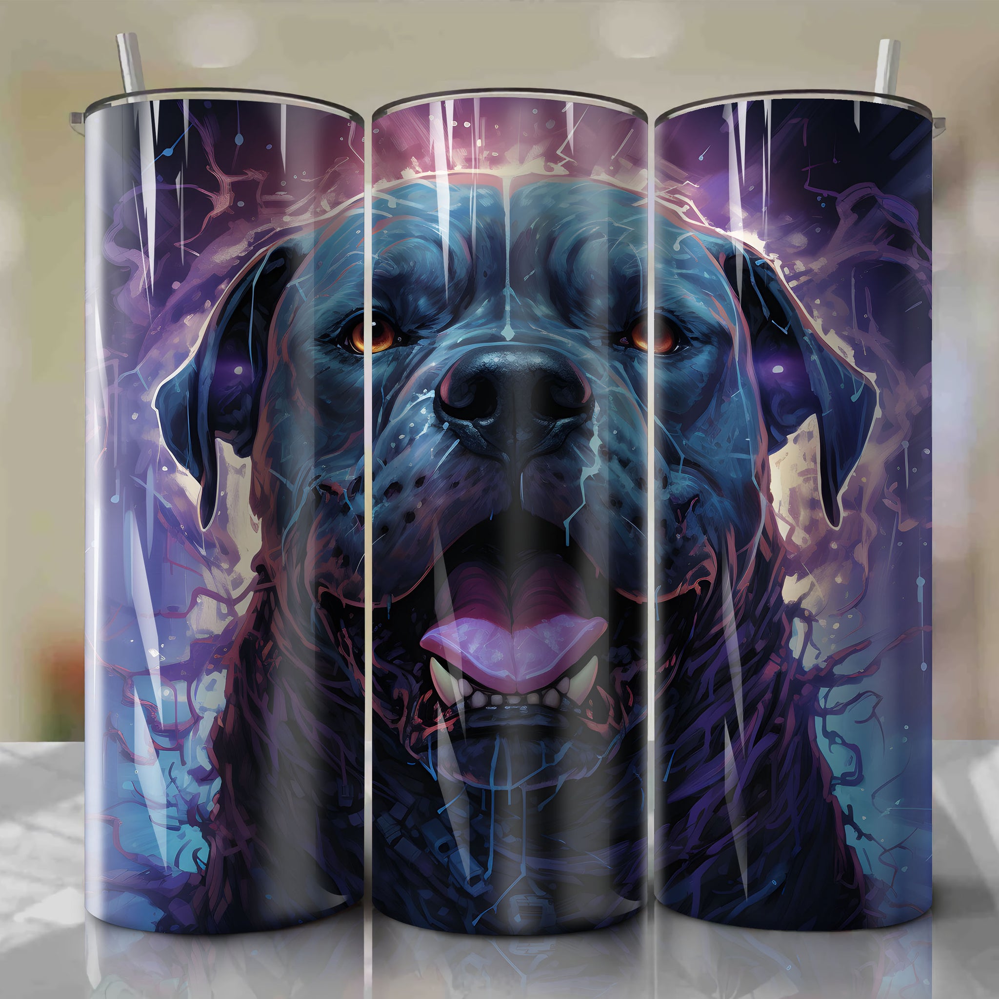 Loyal Inhuman Canine Lockjaw Embodies Joy and Unity in Stunning Digital Illustration – 20 Oz Tumbler Wrap
