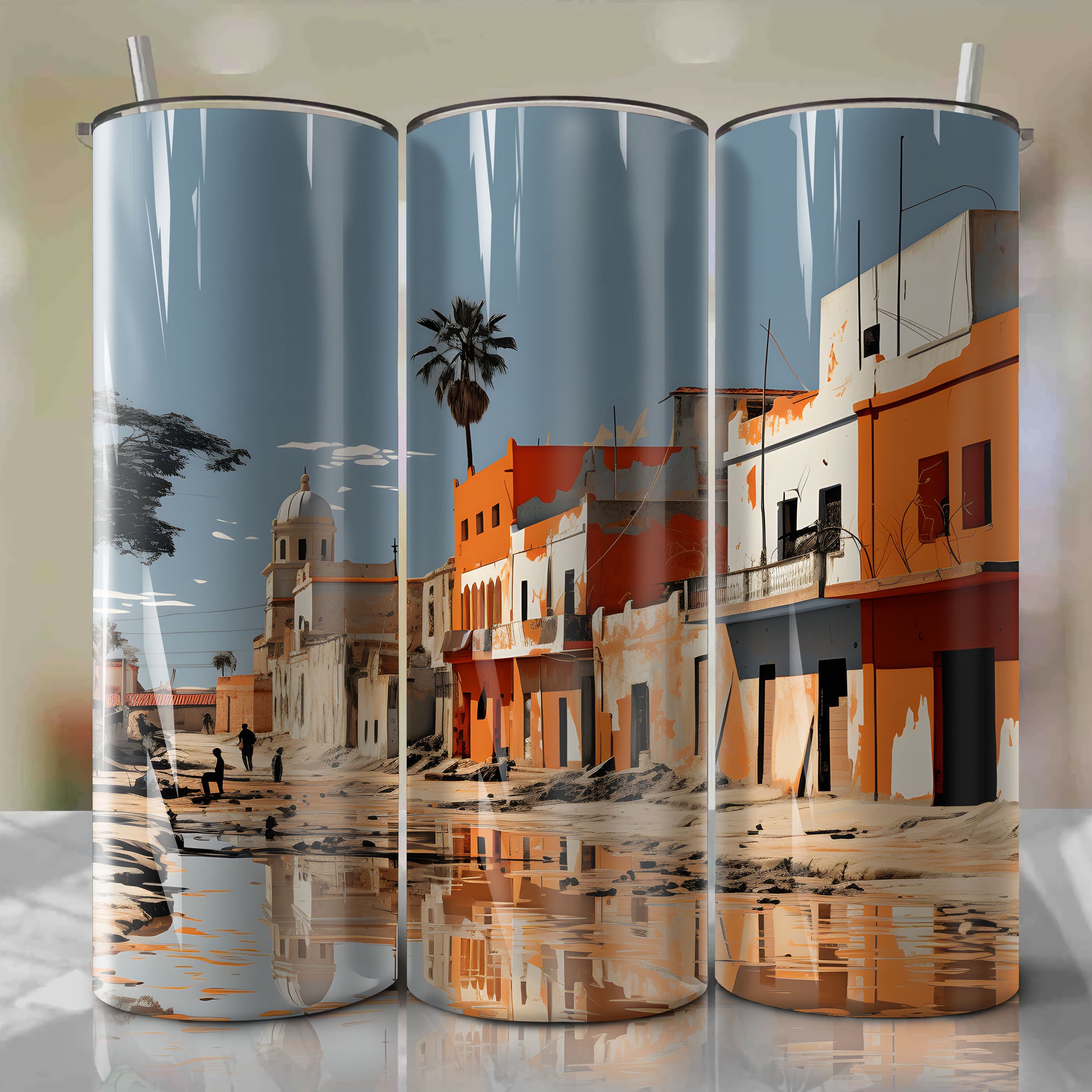 Tumbler Wrap: Trujillo Autumn - Harsh Midday Sun, High Shutter Speed, Pop Art Techniques
