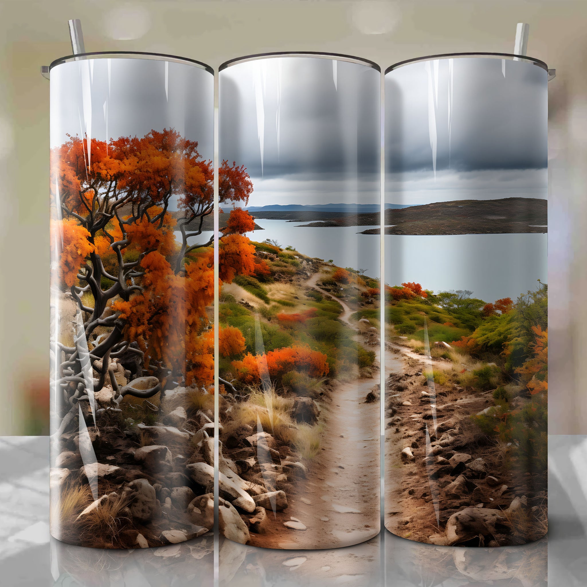 Galapagos Islands: Autumn Cloudy Tumbler Wrap - Pointillism Dots f/5 High ISO
