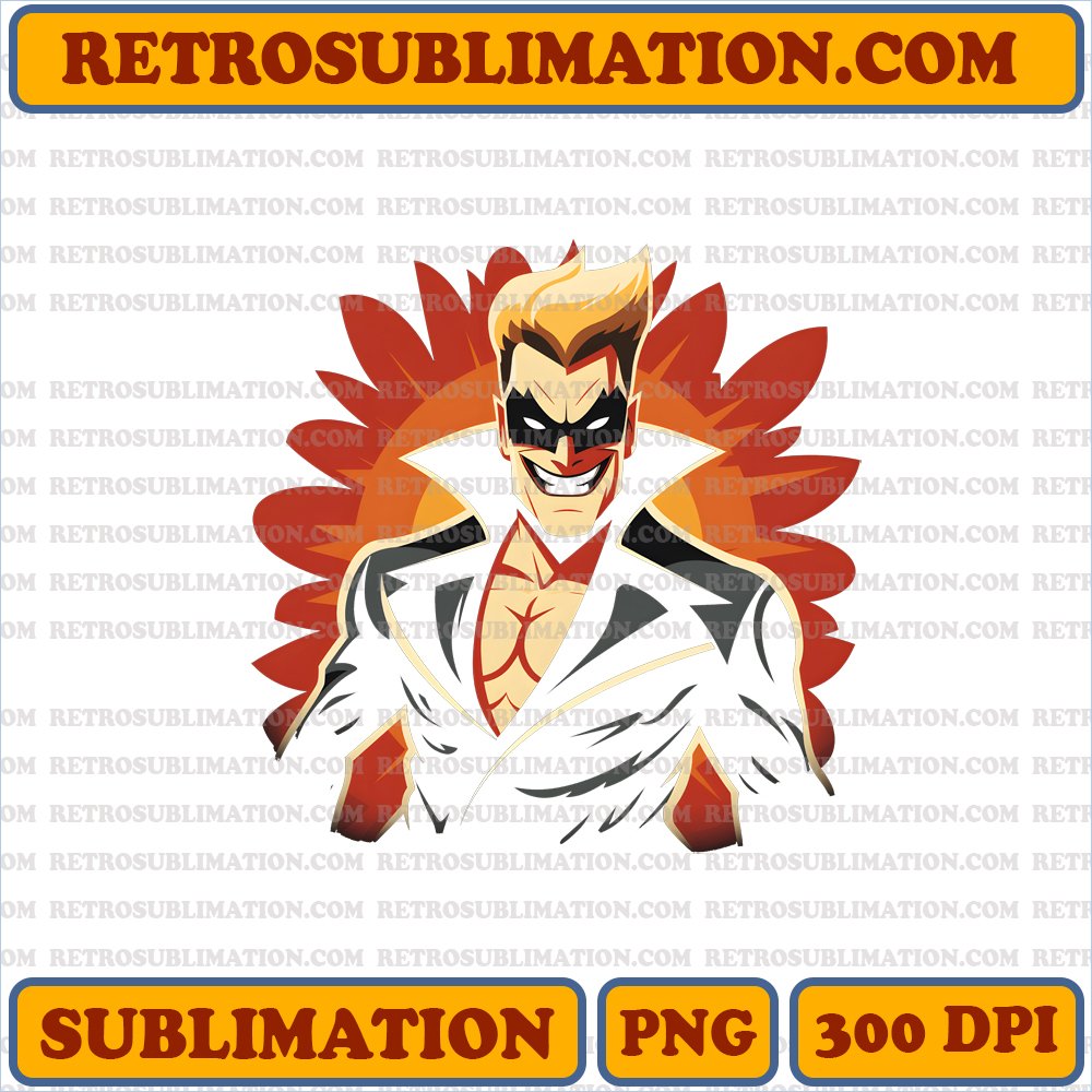 Playful Grinning Johnny Bravo Vampire Costume PNG Digital Download
