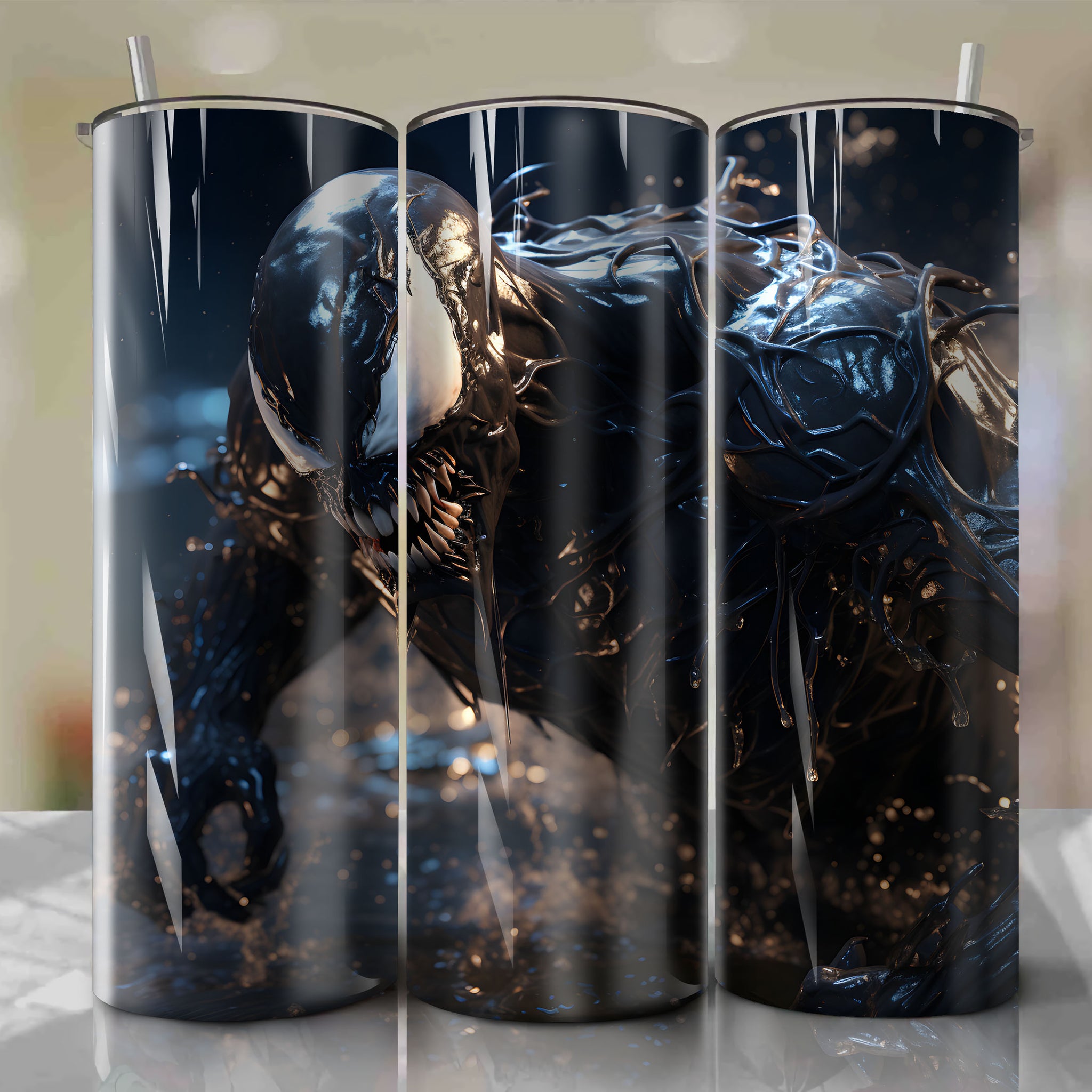 Black Venom 20 Oz Tumbler Wrap - Embodying Primal Rage and Malevolence
