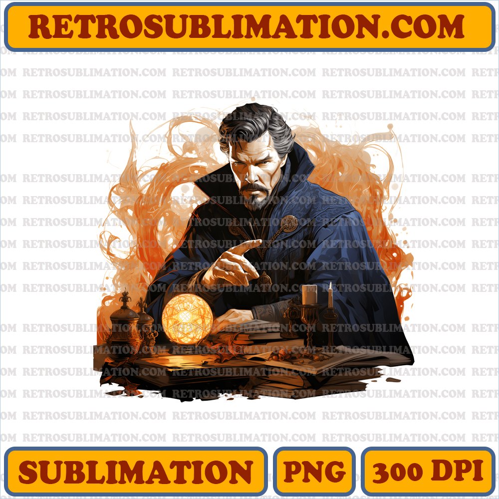 Fascinating Doctor Strange - Studying Ancient Halloween Spells - Unique Digital Download - Sublimation - PNG Format
