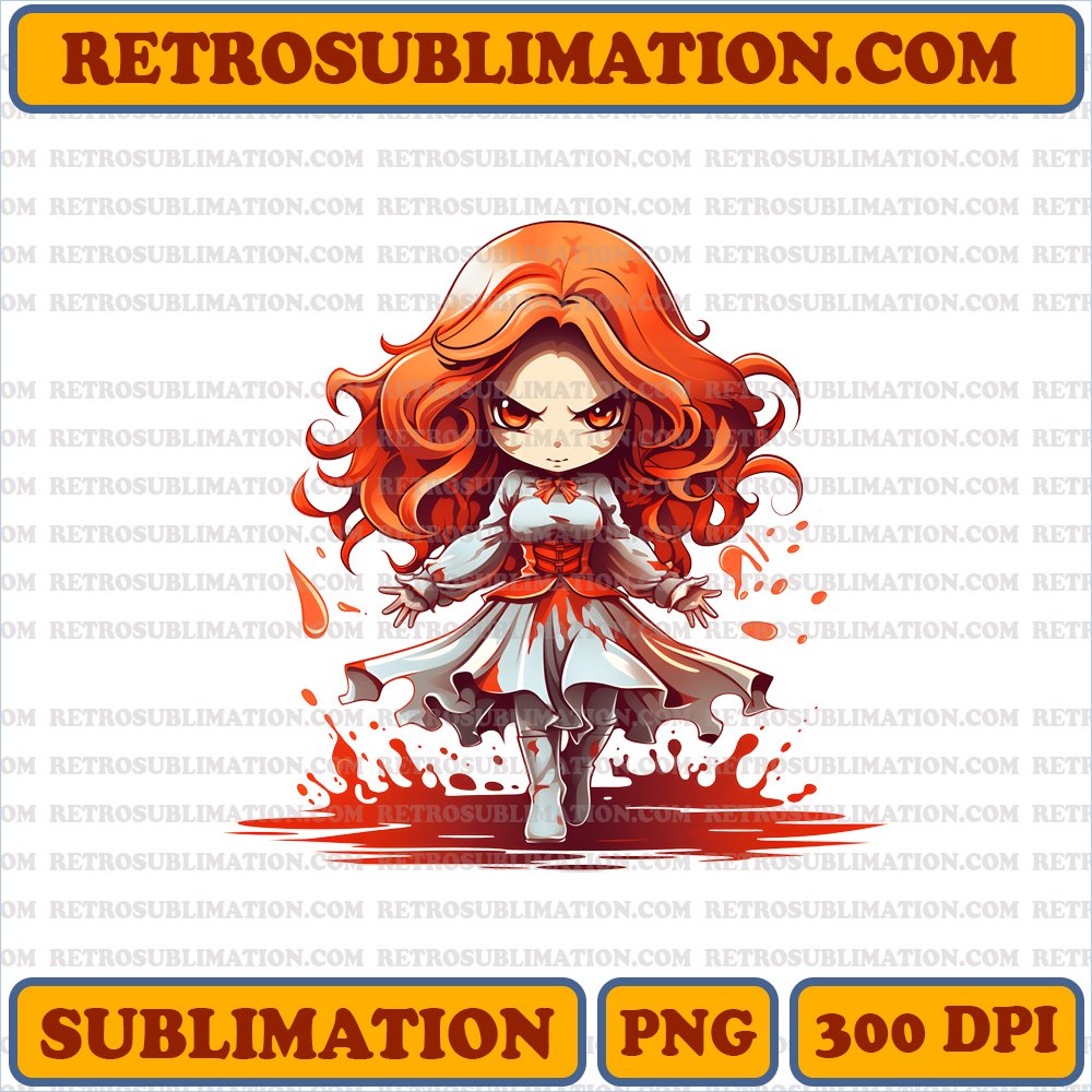 Fierce Carrie White - Chibi Halloween Decorations PNG Digital Download
