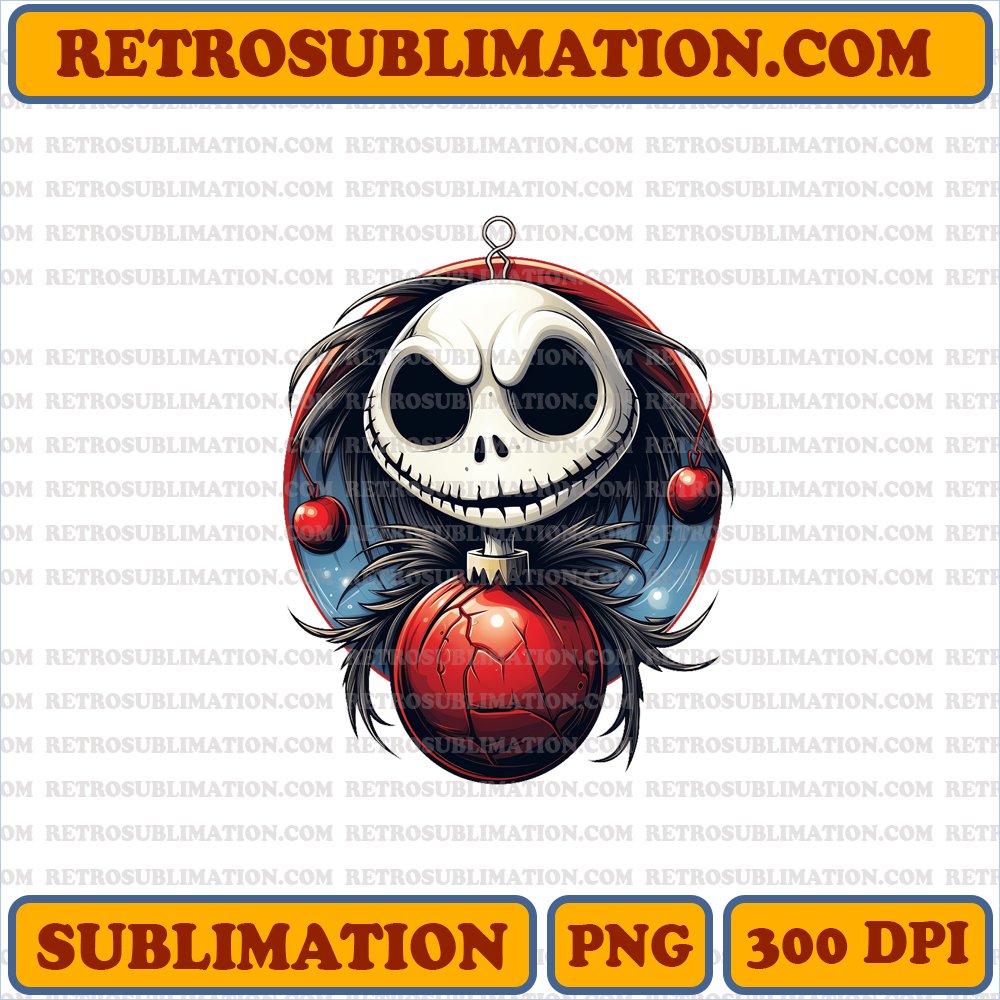 Christmas Jack Skellington - Hanging Ornaments - Festive Sublimation PNG Download
