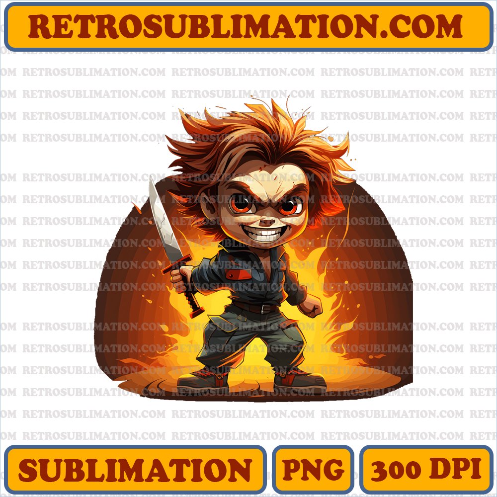 Chucky's Maniacal Laughter - Halloween Sublimation PNG Download
