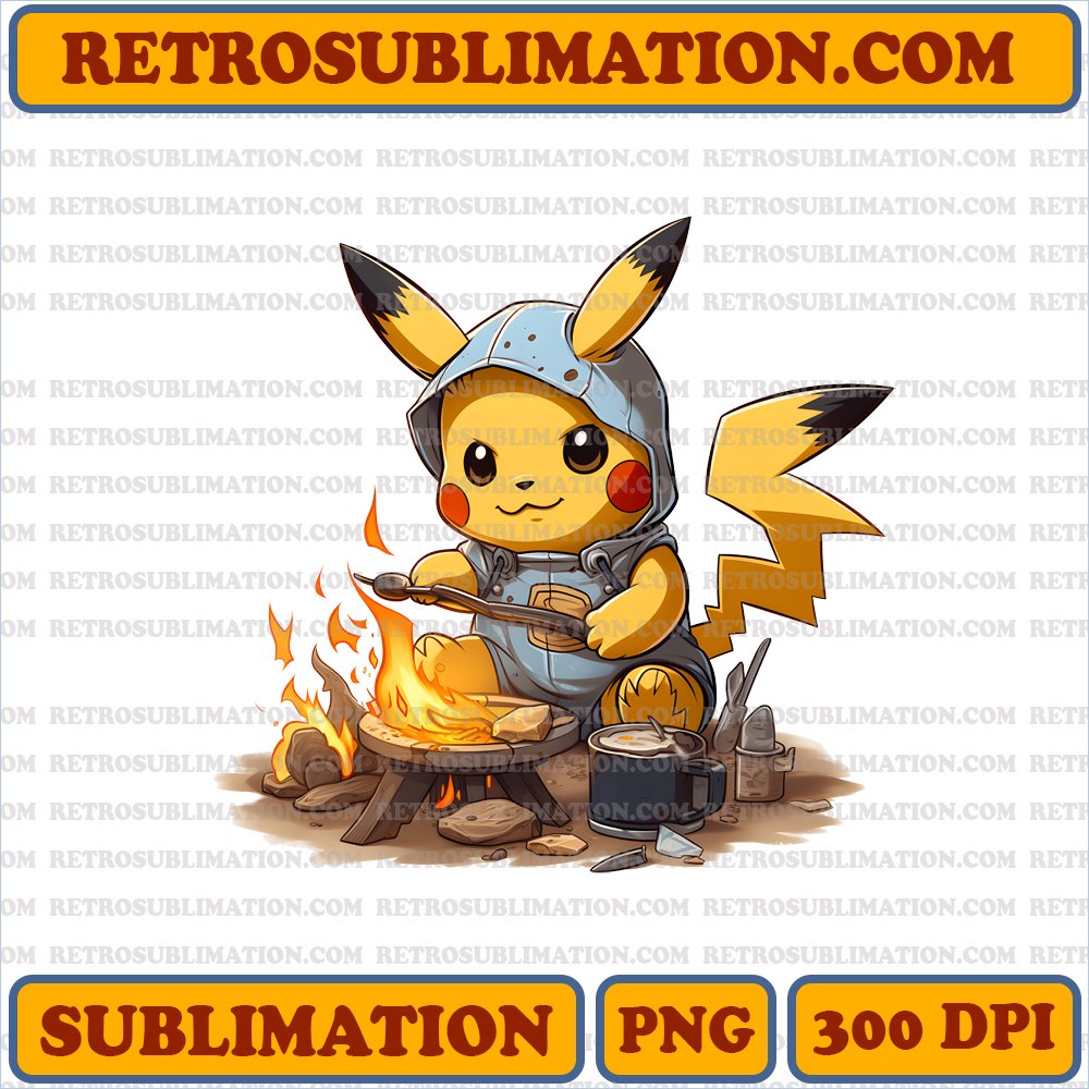 Electric Feast - Pikachu's Thunderbolt Cooking - Digital PNG Download
