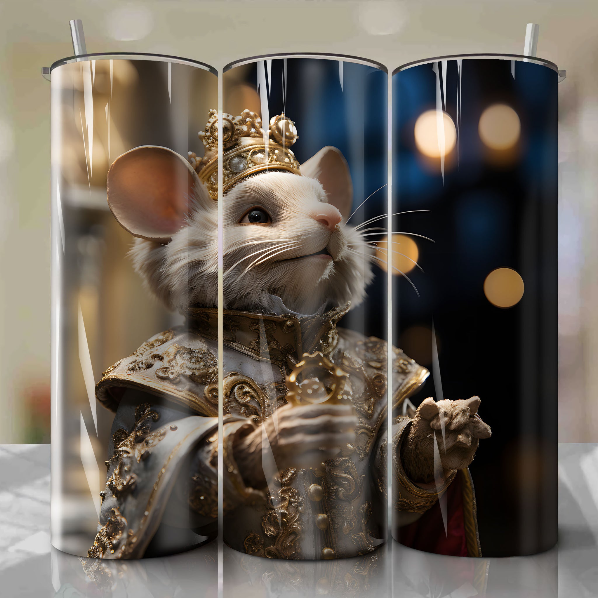 Tumbling into Battle: Mouse King Emerges - A Striking Tumbler Wrap
