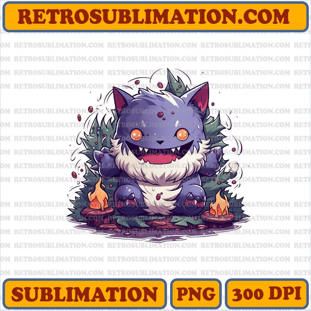 Gengar Christmas Hijinks - Sinister Spirit - Sublimation PNG Digital Download
