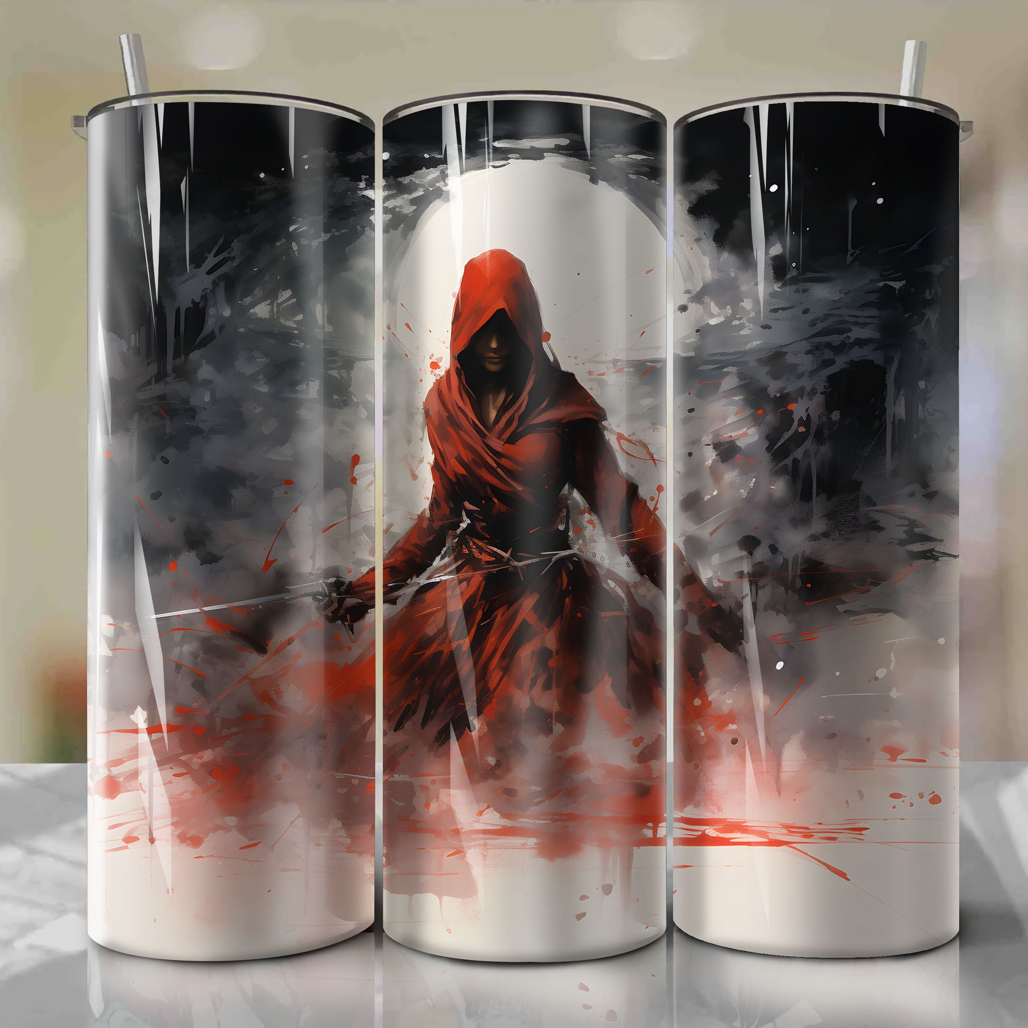 Elektra 20 Oz Tumbler Wrap - Graceful Assassin in Moonlit Shadows
