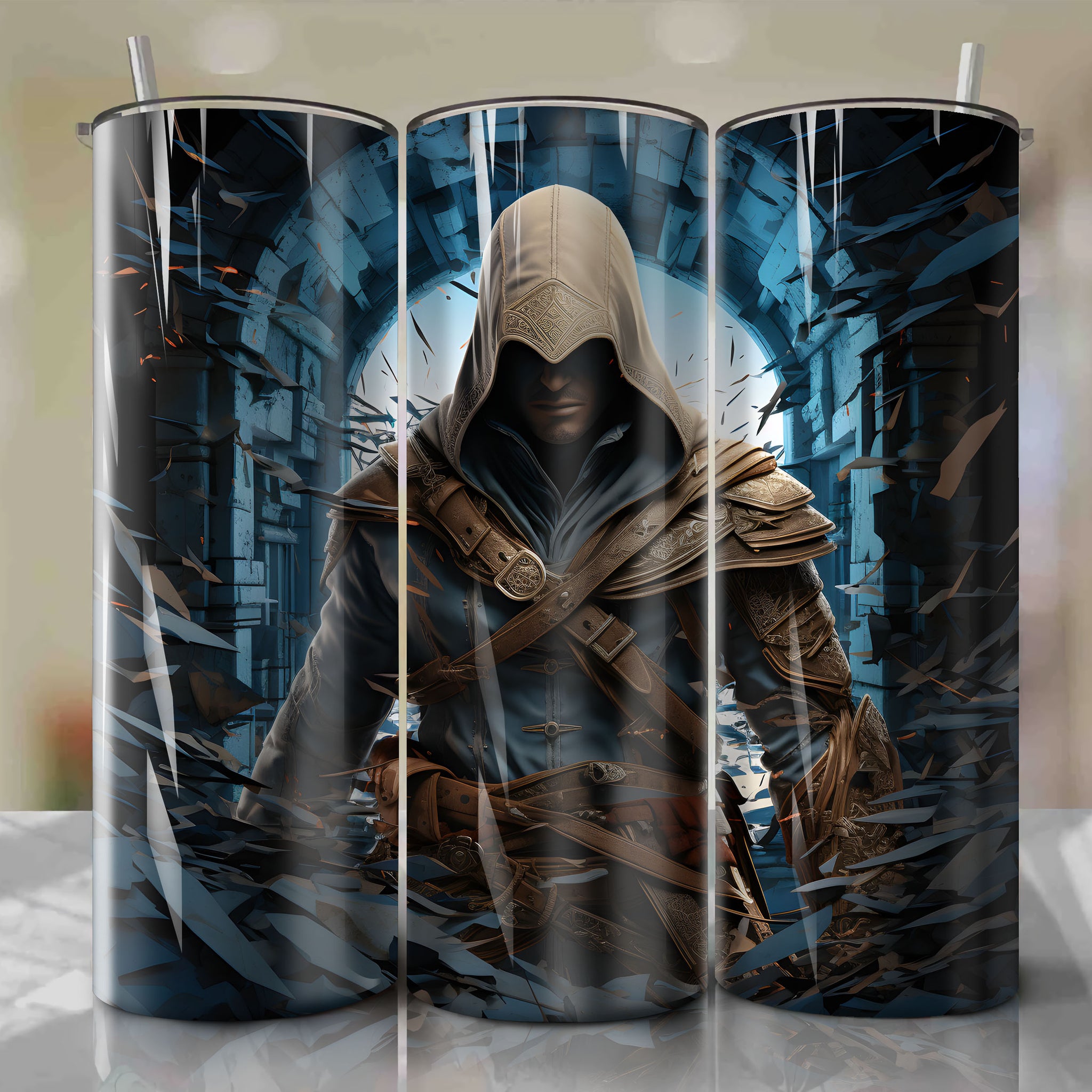 Assassin's Creed Altair Ibn-La'Ahad 20 Oz Tumbler Wrap - Immersive 3D Illustrations by Dan Mumford
