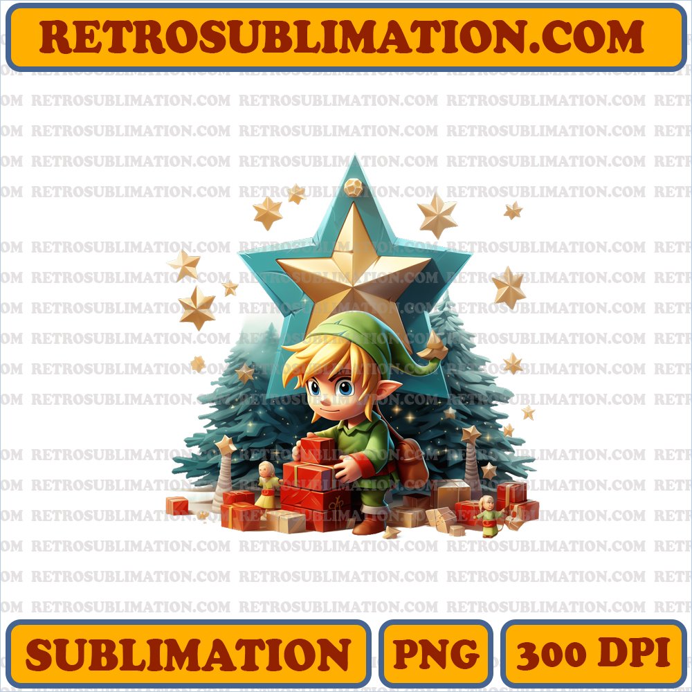 Heroic Link Christmas Tree Topper - Cartoon PNG Digital Download
