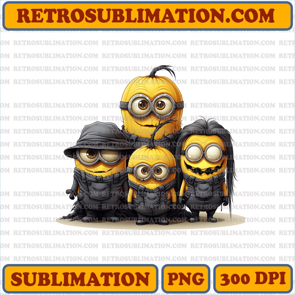 Funny Halloween Minions | Playful Monster Costumes | Digital Download | Sublimation PNG
