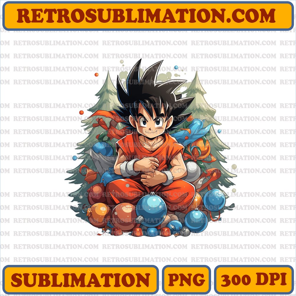 Christmas Son Goku - Tree Decorating - Energetic Sublimation PNG Digital Download
