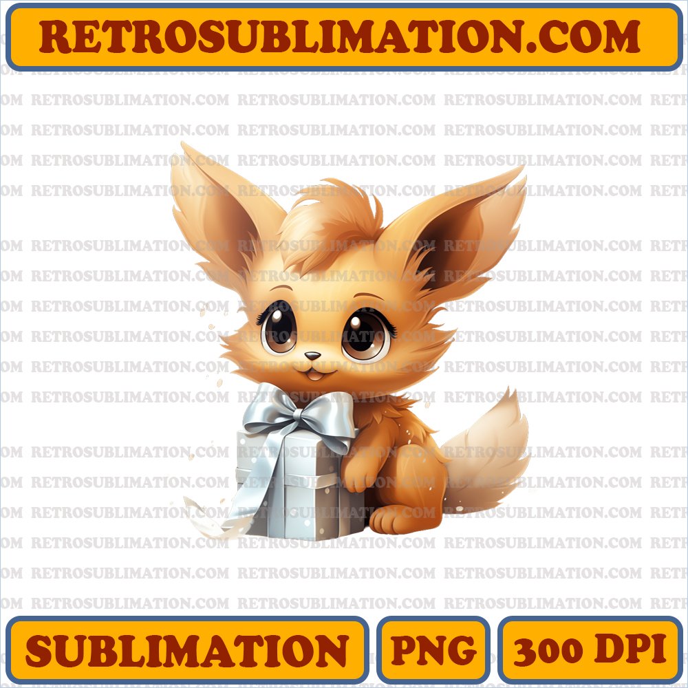 Eevee Gifts Galore - Cartoon PNG Sublimation Download
