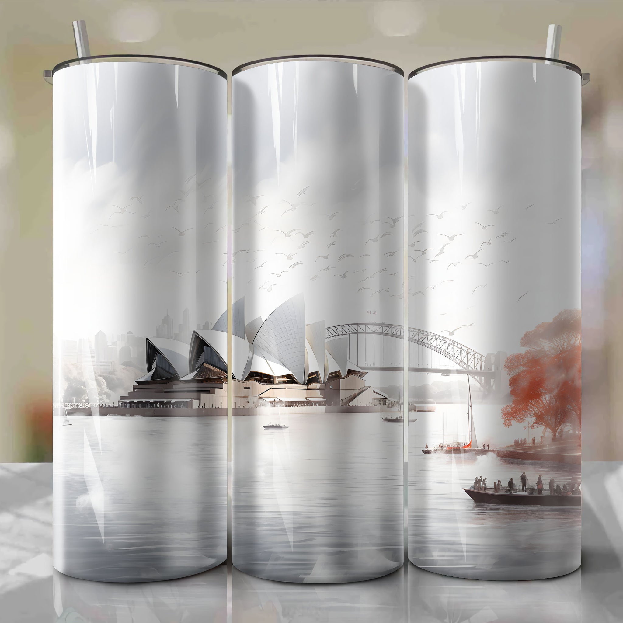 Capturing the Serene Beauty of Sydney Opera House in Autumn's Foggy Morning: Tumbler Wrap
