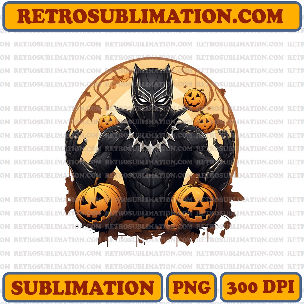 Amused Black Panther Halloween Sublimation PNG Digital Download
