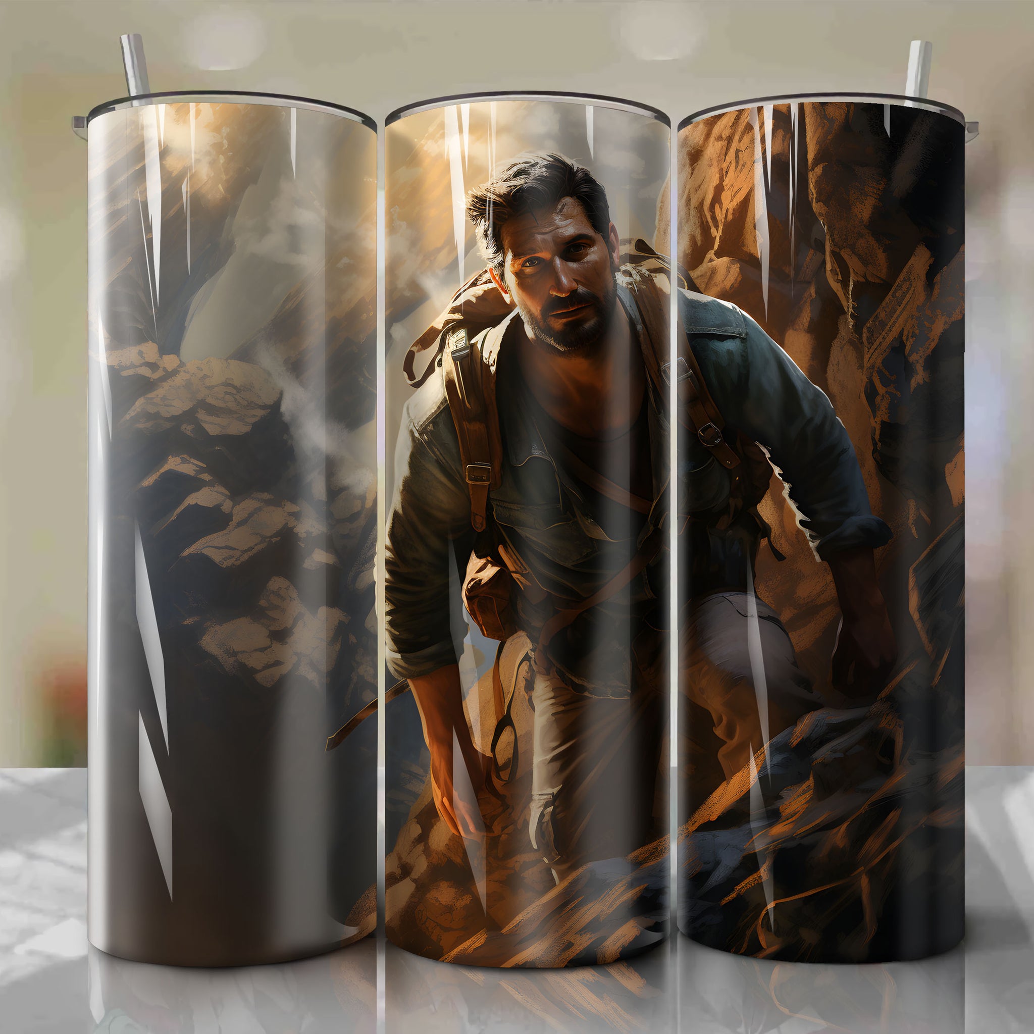 Adventure Awaits with the Nathan Drake 20 Oz Tumbler Wrap - Uncharted Journey meets Uncharted Beverage
