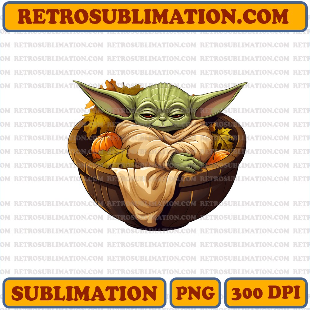 Baby Yoda Halloween Basket - Sleepy Sublimation PNG Download