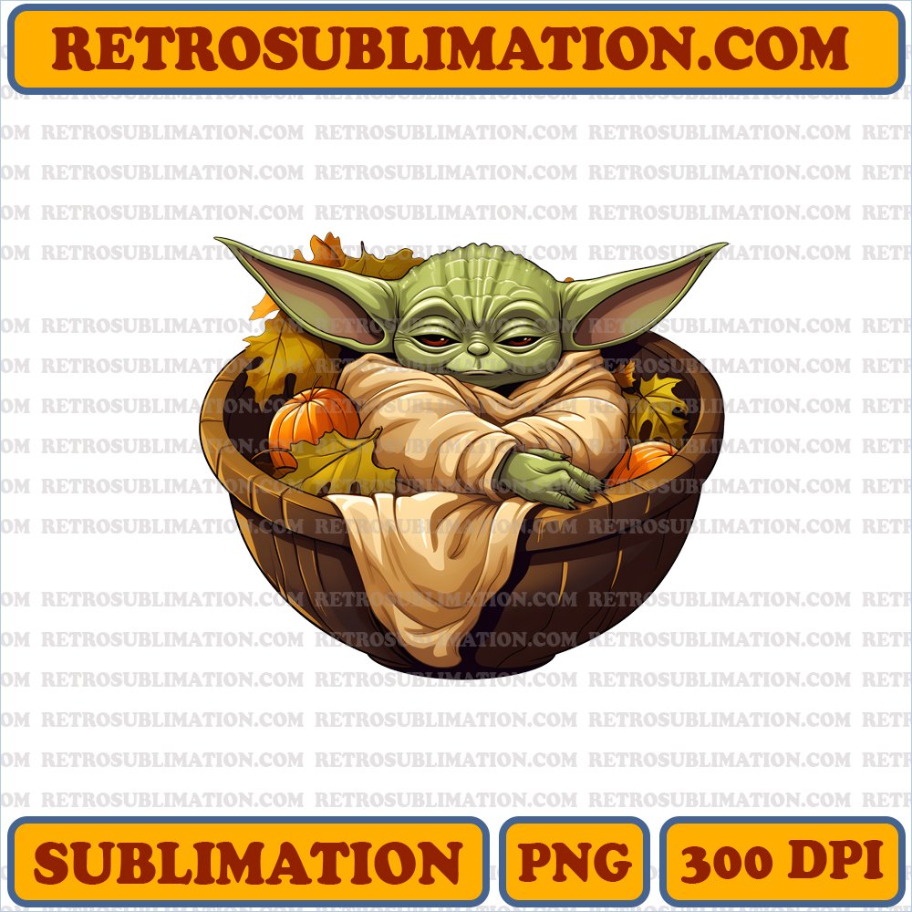 Baby Yoda Halloween Basket - Sleepy Sublimation PNG Download
