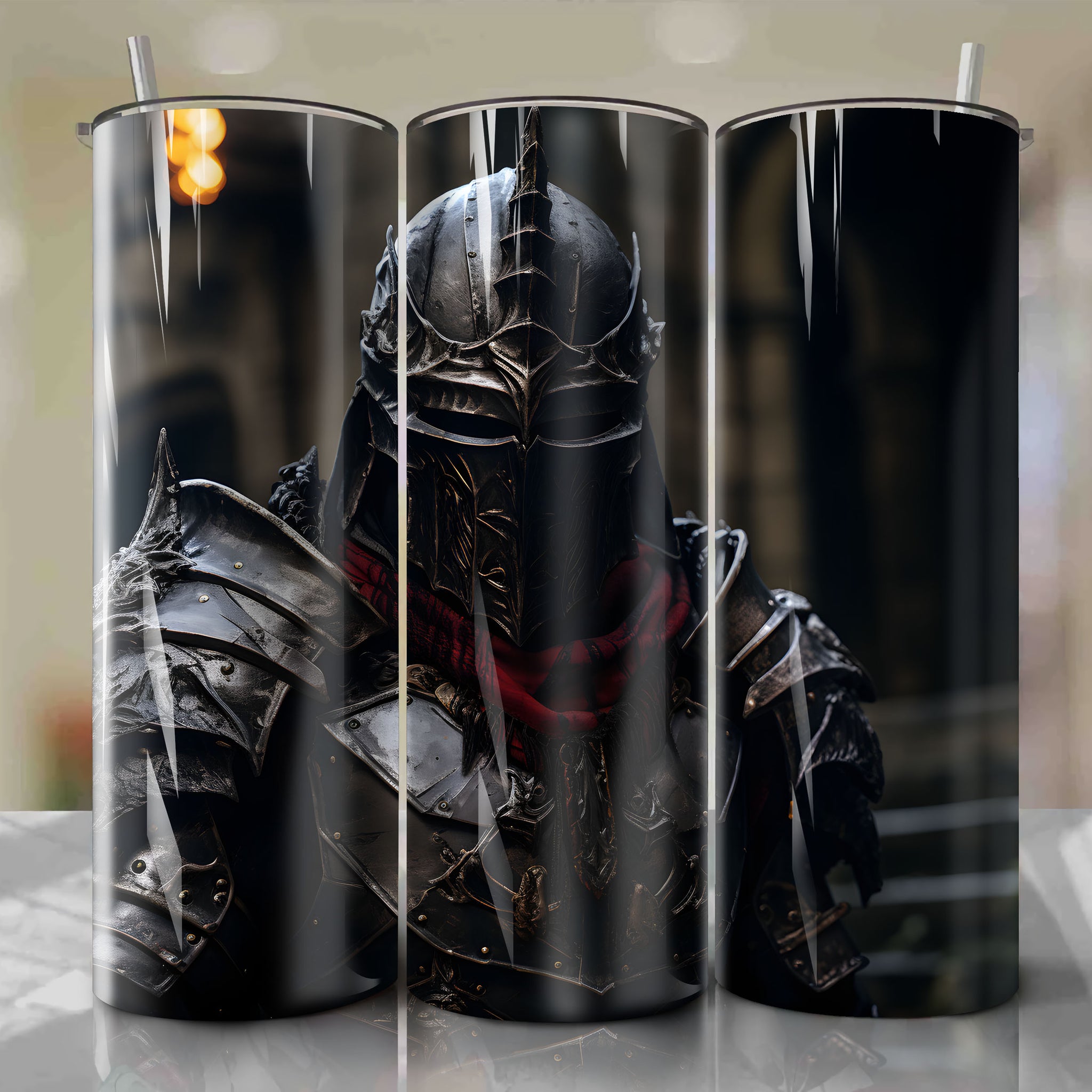 Enchanted Black Knight Tumbler Wrap - Embodying the Noble Spirit of Chivalry and Destiny
