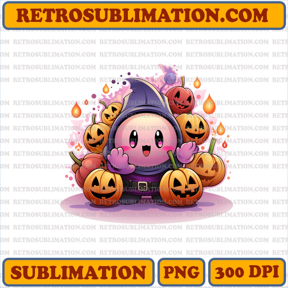Cute and Playful Halloween Kirby Digital Download - Sublimation PNG Art - Boo-tiful Waddle Dees - Unique Bootleg Style - Vibrant Colors - High Contrast Typography
