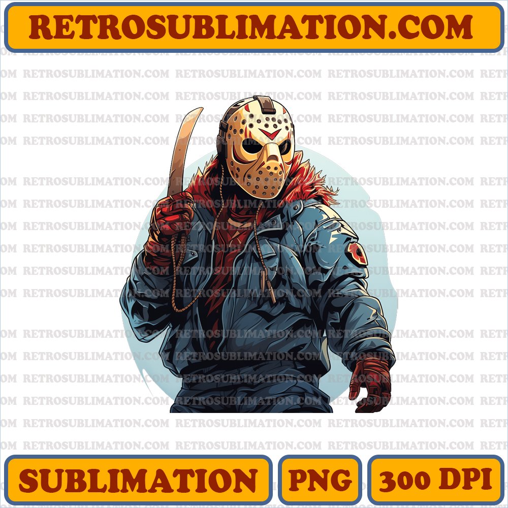 Jason Voorhees - Silent Killer - High-Contrast Cartoon PNG Digital Download
