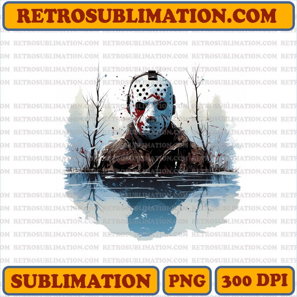 Christmas Jason Voorhees - Friday the 13th Snow Scene - Dark and Eerie PNG Digital Download
