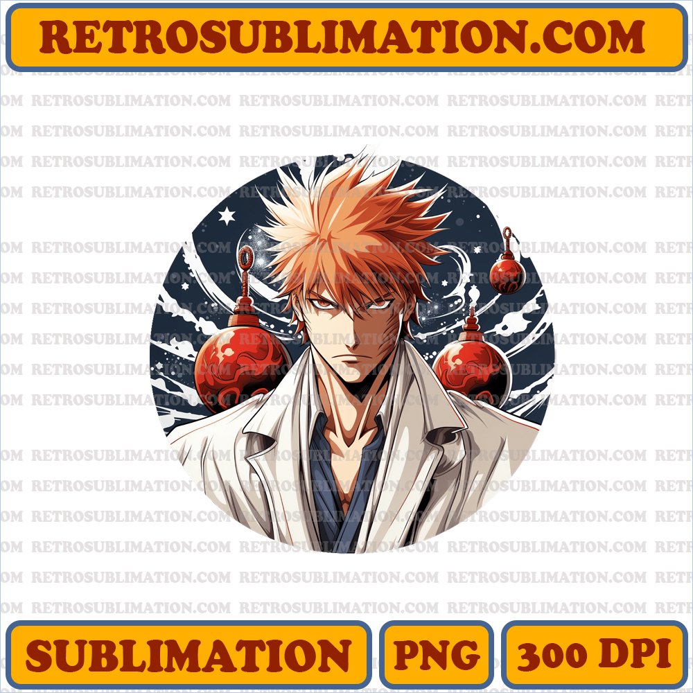 Christmas Ichigo Kurosaki - Hanging Ornaments - Vibrant Sublimation PNG
