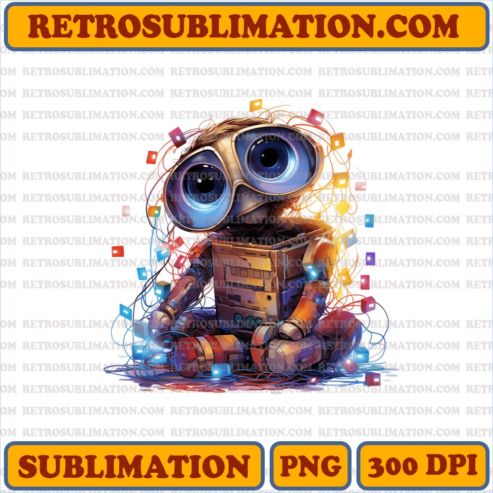 Christmas WALL-E Lights - Amusing Entanglement - PNG Sublimation Digital Download
