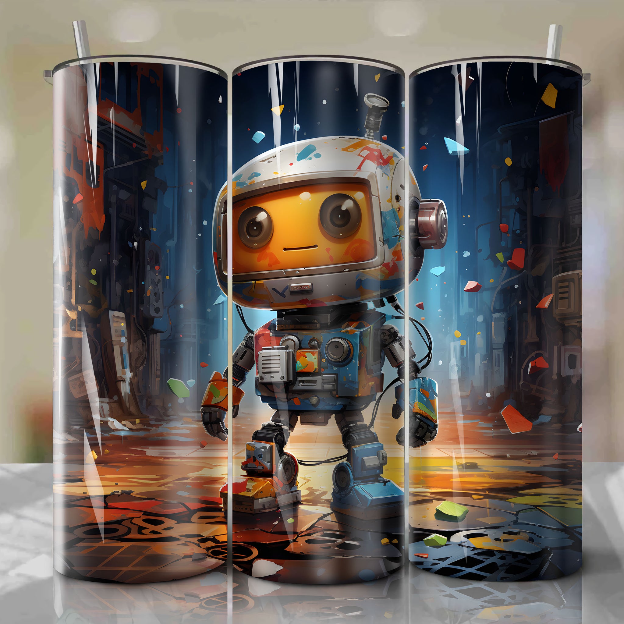 Colorful and Whimsical 20 Oz Tumbler Wrap: Embrace Astro's Playroom-inspired artistry
