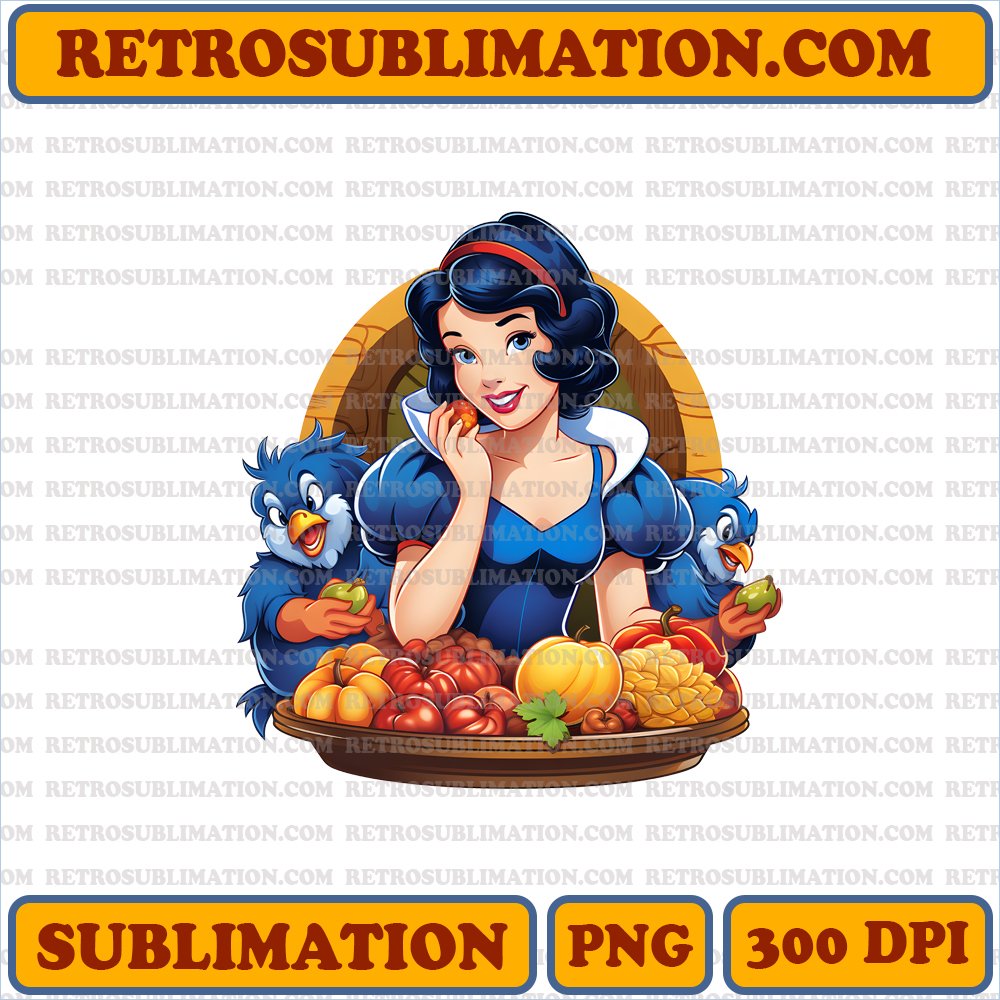 Joyful Thanksgiving - Snow White and the Seven Dwarfs Carving Turkey - Digital Download Sublimation PNG
