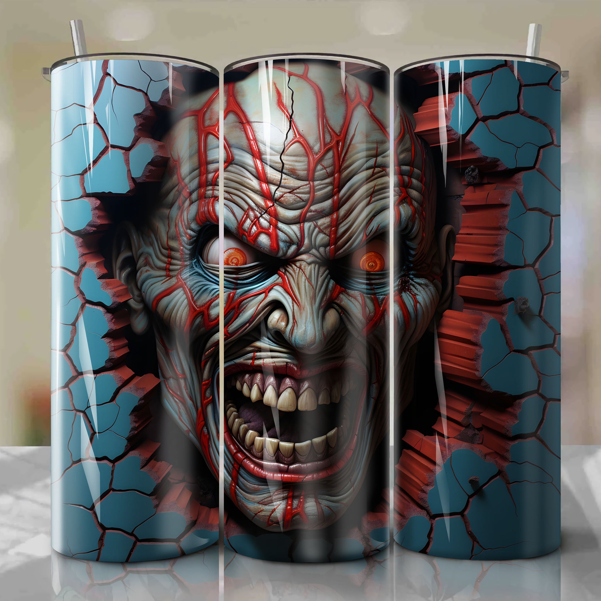 Horrifying Freddy Krueger 20 Oz Tumbler Wrap - Mesmerizing 3D Artwork
