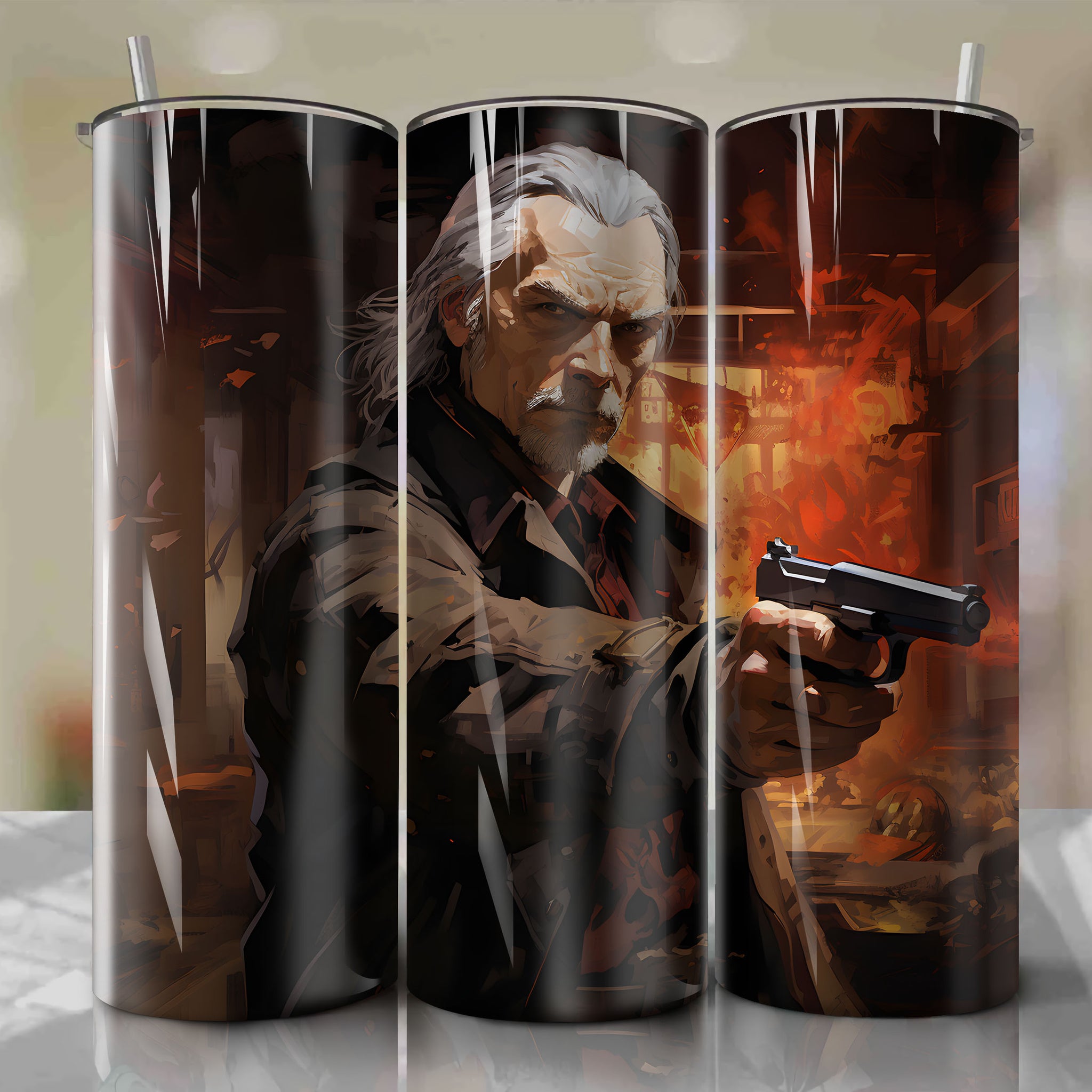 Cunning Strategist Revolver Ocelot in a Tense and Suspenseful Artwork: A Dynamic Composition by a Talented Artist
