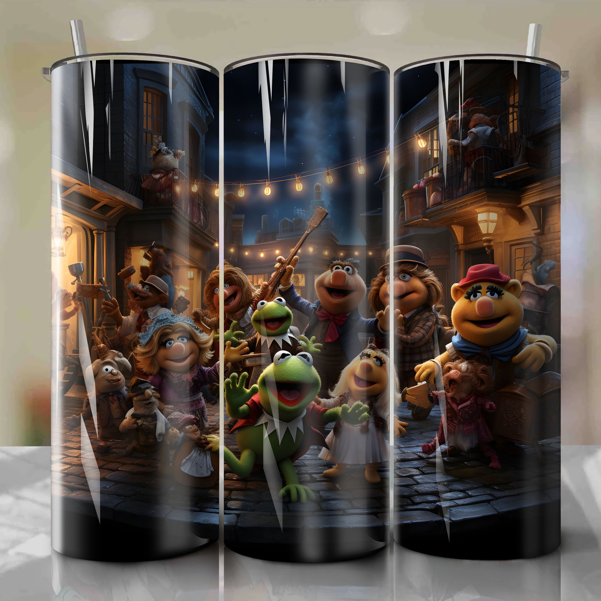 Whimsical Theater Stage: A Delightful Depiction of The Muppets from Christmas Carol
