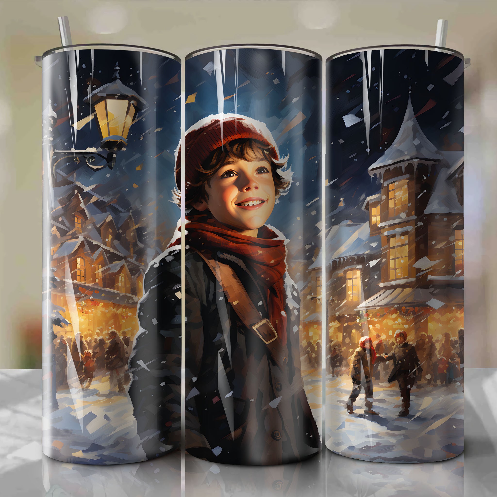 Festive Joy: Peter Cratchit's Snowy Playground - Tumbler Wrap
